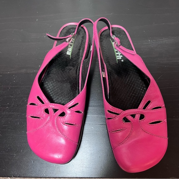 Earth Shoes - Earth Kalso Bouquet Tropical Pink Leather Slingback Sandals Negative Heel 8B